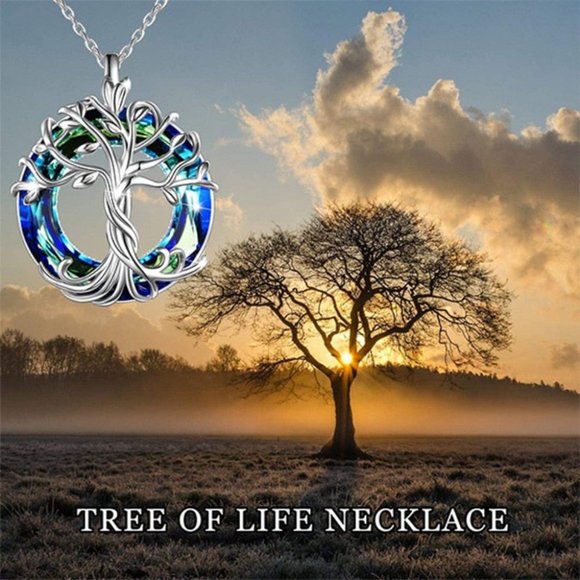 Women Tree of Life Celtic Family Tree Necklace with Circle Crystal Jewelry Gifts - Picture 4 of 7